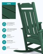 SERWALL Oversized Outdoor Rocking Chair, Patio HDPE Rocking Chair, All Weather - Image 7