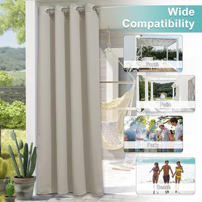 NICETOWN Patio Curtain for Outdoor Waterproof, Stainless Grommet Top Thermal - Image 8