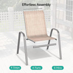 Patio Chairs Set of 2, All Weather Outdoor Dining Chairs | Stackable Dining - Image 4