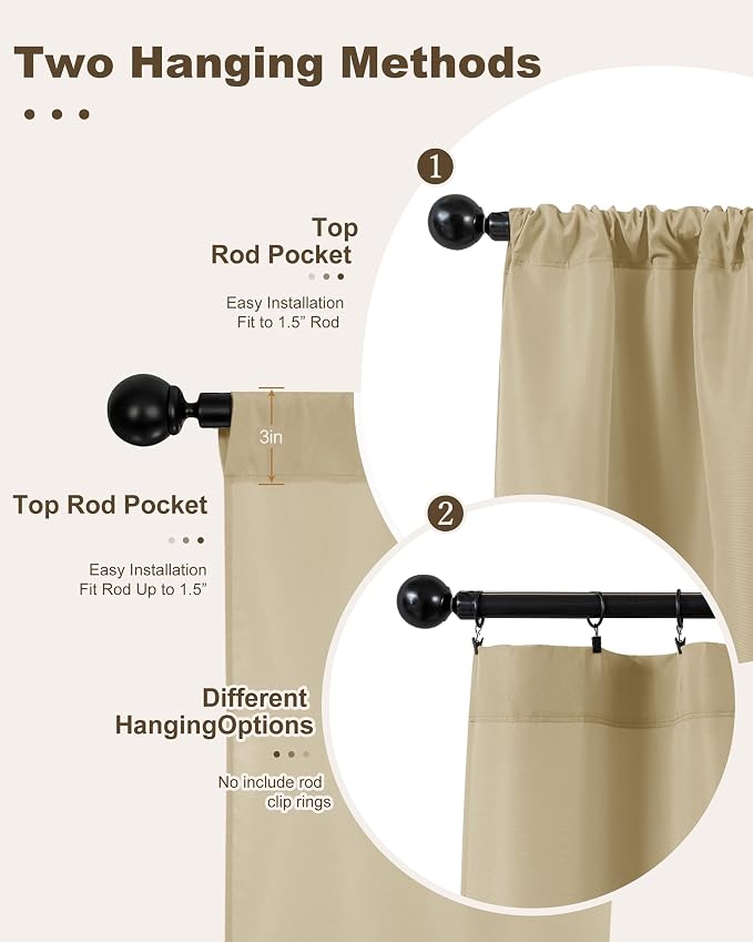 Outdoor Curtains for Patio Waterproof Rod Pocket 4 Pcs 54x84 Inch Cream | - Image 3