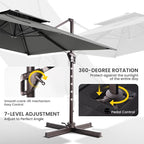 10x10 FT Outdoor Cantilever Patio Umbrella, Waterproof & UV-Protective Fabric - Image 4