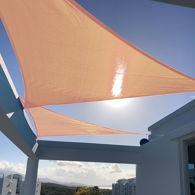 SUNNY GUARD Custom Size 5'x5'x7.1' Peach Fuzz Sun Shade Sail Right Triangle UV by SUNNYGUARD
