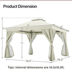 12'x12' Outdoor Gazebo with 100FT String Lights, Metal Heavy Duty Patio Canopy - Image 2