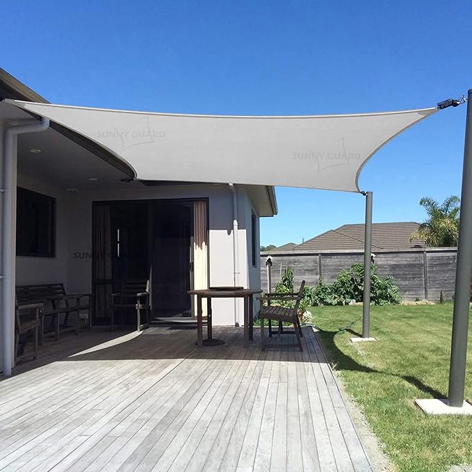 SUNNY GUARD Custom Size 7'x7' Silver Grey Sun Shade Sail Rectangle UV Block by SUNNYGUARD