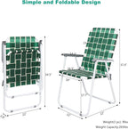 VINGLI Patio Lawn Webbed Folding Chairs Set of 2, Outdoor Beach Chair Portable - Image 4