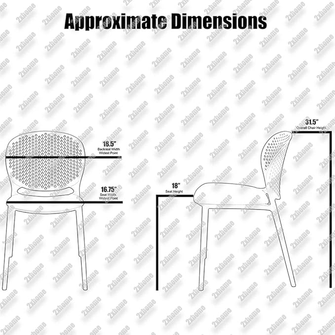 2xhome Set of 4 Patio Dining Chairs | Modern Stackable Outdoor Pool Side Chair - Image 4