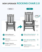 SERWALL HDPE Oversized Outdoor Rocking Chairs Set of 2, Patio Rocker, All - Image 4