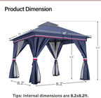 10'x10' Outdoor Gazebo, Metal Frame Heavy Duty Patio Canopy Tent Shelter - Image 2