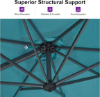 PURPLE LEAF Umbrella with Base and Cover 10' x 10' Easy Assembly Turquoise | - Image 4