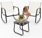 3 Pieces Patio Furniture Set, Outdoor Textilene Furniture Set, A Tempered Glass by Ahomly