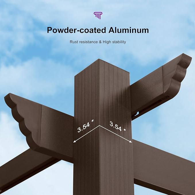 PURPLE LEAF Patio Pergola 10' X 13' Metal Retractable Canopy, All-aluminum - Image 5