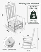 Outdoor Rocking Chair Set of 6, All-Weather Resistant Poly Lumber Rocker Chair - Image 2