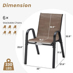 Patio Chairs Set of 6, Stackable Outdoor Dining Chairs - Image 2