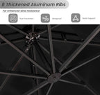 10 X 13 FT Cantilever Patio Outdoor Umbrella, Heavy Duty Aluminum Frame - Image 3