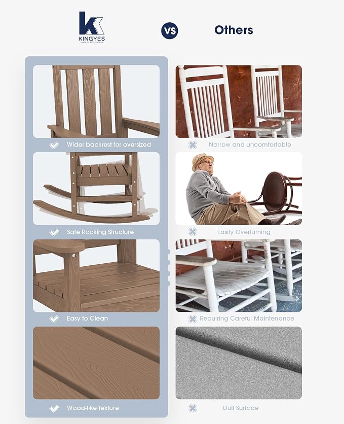 Oversized Outdoor Rocking Chair, HDPE Patio Rockers - Image 8