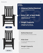 Oversized Outdoor Rocking Chair Set of 6, HDPE Patio Rockers - Image 4