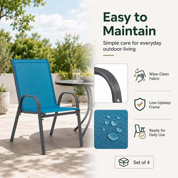 Majnesvon Outdoor Patio Chairs Set of 8, Stackable Patio Chairs, Front Porch - Image 7