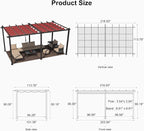 PURPLE LEAF Outdoor Pergola 10' X 18' Retractable Canopy Aluminum, Terra | - Image 7