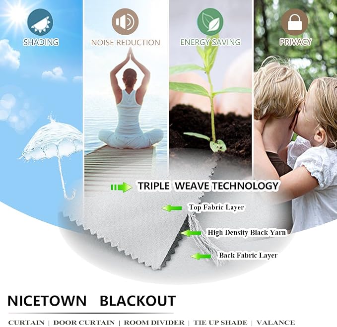 NICETOWN Outdoor Curtains for Patio Waterproof Grommet Top & Bottom, Windproof - Image 6