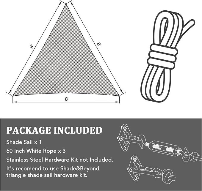 Shade&Beyond Custom Sun Shade Sail 5'x6'x7.8' Triangle Sun Sail Shades Patio UV - Image 7