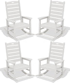 SERWALL Outdoor Rocking Chair Set of 4, Oversized HDPE Rocker, all Weather by SERWALL