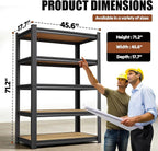 71.2" H Storage Shelves, 5 Tier Adjustable Wood Garage Shelving, Utility Tall - Image 2
