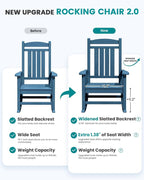 SERWALL Outdoor Rocking Chair Set of 6, Oversized Patio Rocking Chair, Porch - Image 3
