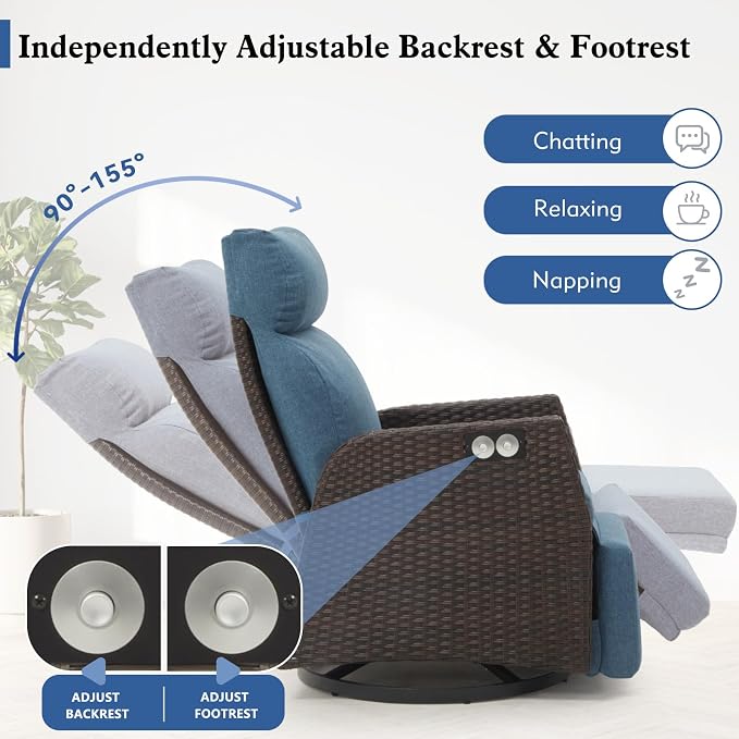 Outdoor Swivel Recliner Chair, Adjustable Rattan Patio Recliners | Independent - Image 3