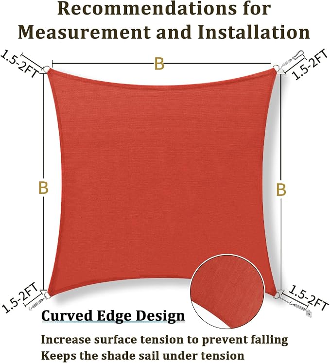 Shade&Beyond Custom Sun Shade Sail 7'x13'RectangleSun Sail Shades Patio UV - Image 6