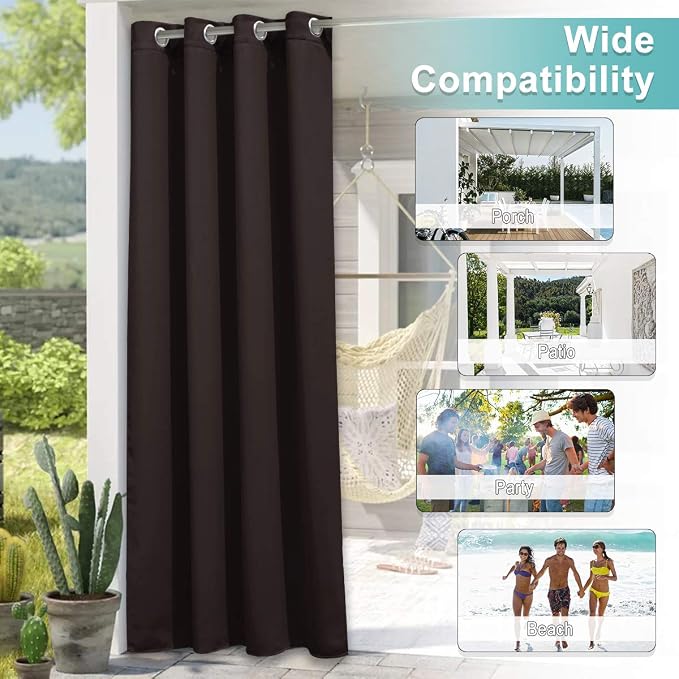 NICETOWN 2 Panels Patio Outdoor Curtains Waterproof, Thermal Insulated - Image 6