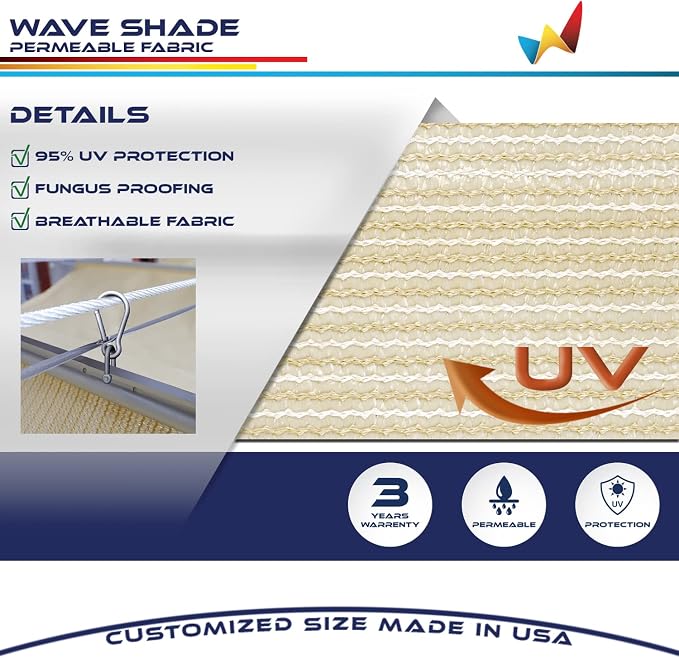 Windscreen4less 3' x 23' Retractable Sun Shade Canopy Cover Sliding Wave Shade - Image 3