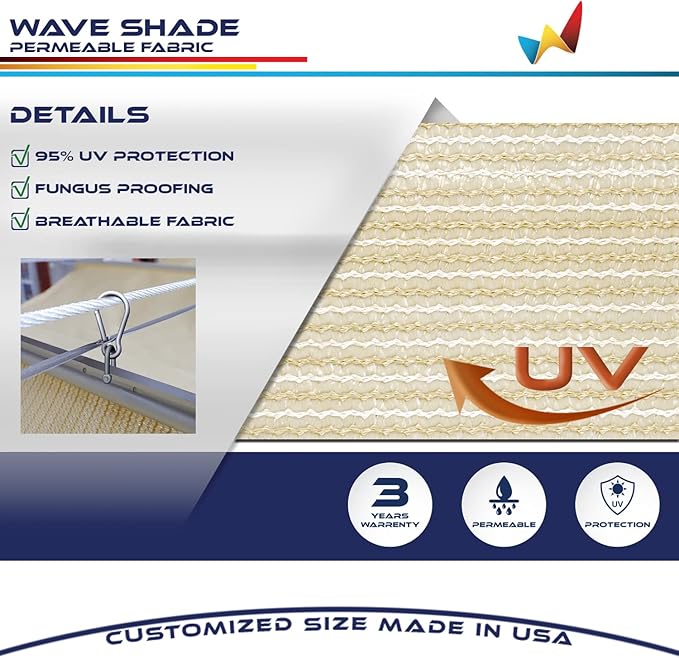 Windscreen4less 3' x 11' Retractable Sun Shade Canopy Cover Sliding Wave Shade - Image 3