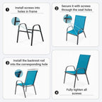 Patio Chairs Set of 6, Breathable Textilene, Weatherproof Frame, Quick Setup - Image 6