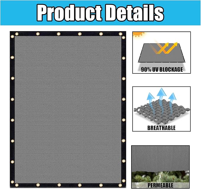Amagenix 90% Shade Fabric 4'X 22' Gray Sun Shade Cloth - Image 3