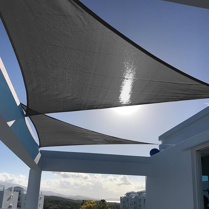 SUNNY GUARD Custom Size 9'x18'x20.1'Graphite Grey Sun Shade Sail Right Triangle by SUNNYGUARD