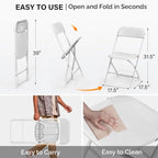 VINGLI 8 Pack White Plastic Folding Chair, Indoor Outdoor Portable Stackable - Image 3