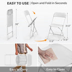 VINGLI 20 Pack White Plastic Folding Chair, Indoor Outdoor Portable Stackable - Image 3