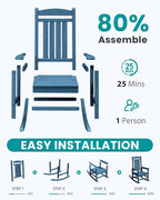 SERWALL Outdoor Rocking Chair Set of 2, Oversized Patio Rocking Chair, Porch - Image 8