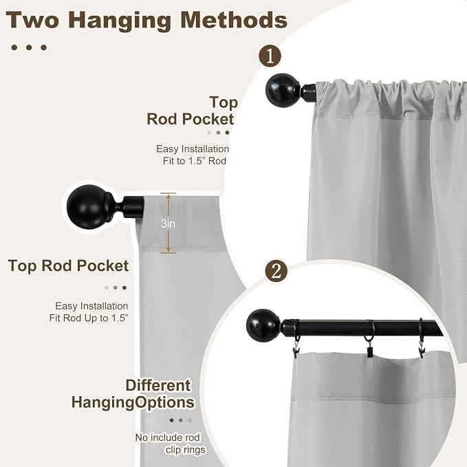 Outdoor Curtains for Patio Waterproof Rod Pocket 6 Pcs 54x95 Silver Grey | - Image 3