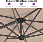 PURPLE LEAF Outdoor Umbrella 8' x 8' Square Premium Sun Protection Tapue | - Image 3