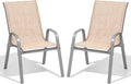 Patio Chairs Set of 2, All Weather Outdoor Dining Chairs | Stackable Dining by Dovov
