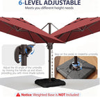 9' X 12' Cantilever Patio Umbrella Rectangle Outdoor Umbrella, 6-Level Tilt & - Image 6