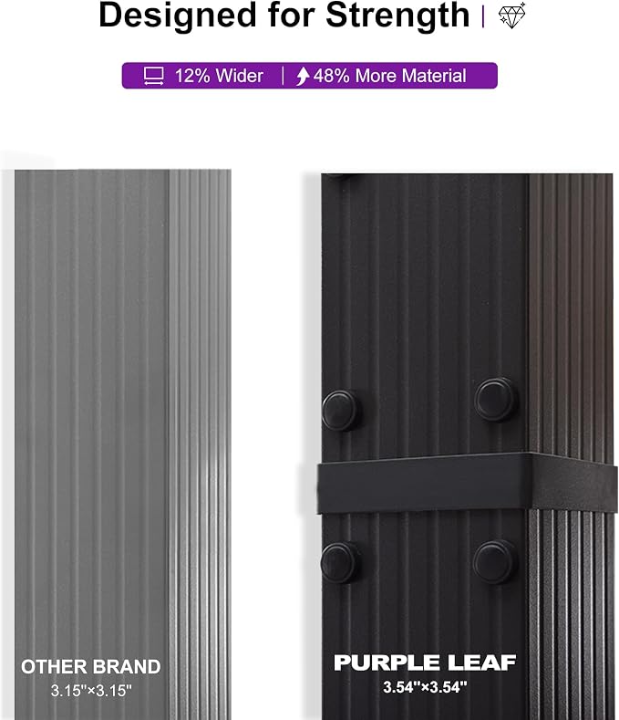 PURPLE LEAF Outdoor Pergola Retractable Aluminum 10' X 13', Turquoise Blue | - Image 3