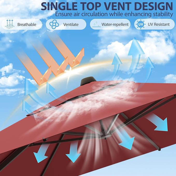 9' X 12' Cantilever Patio Umbrella Rectangle Outdoor Umbrella - Image 5