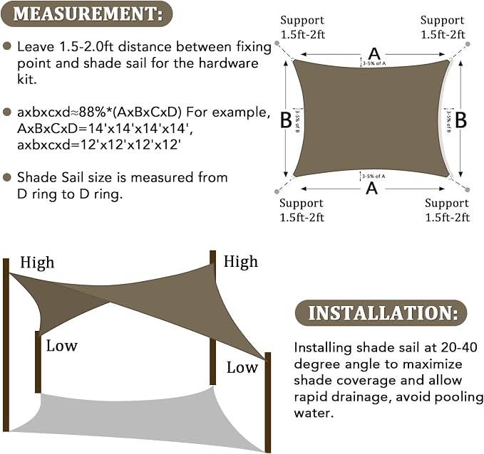Shade&Beyond 6'x9' Sun Shade Sail Canopy Rectangle, UV Block Breathable Curved - Image 6