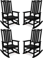 THOEOE Outdoor Rocking Chairs Set of 4, Oversized Patio Rocking Chair | HDPE by THOEOE