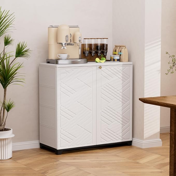 Mrosaa Outdoor/Indoor Storage Box, Resin and Plastic Storage Cabinet Waterproof - Image 3