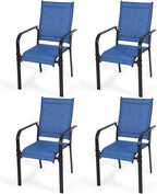 Patio Dining Chairs Set of 4, All-Weather High Back Textilene Stackable Chairs by DELMANGO