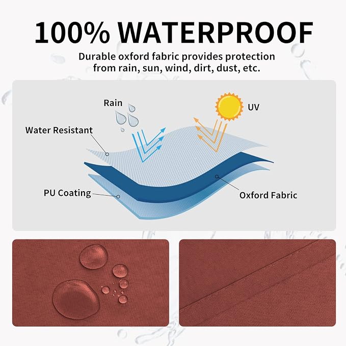 Easy-Going 100% Waterproof Outdoor Curtains 54x84 inch, Terra Red | Windproof - Image 2
