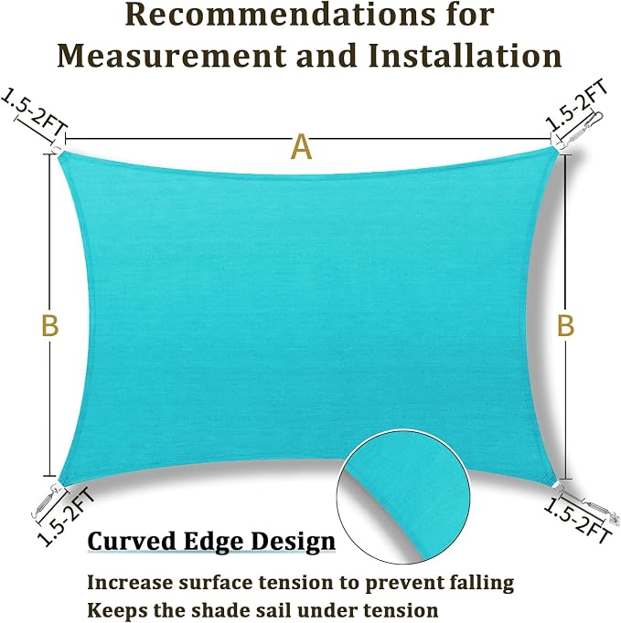 Shade&Beyond 9'x10' Sun Shade Sail Canopy Rectangle, UV Block Breathable Curved - Image 5